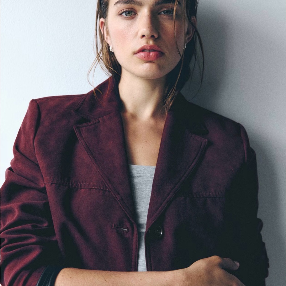 Faux Suede Burgundy Jacket